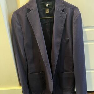 H&M Men's Dark Blue Textured Blazer